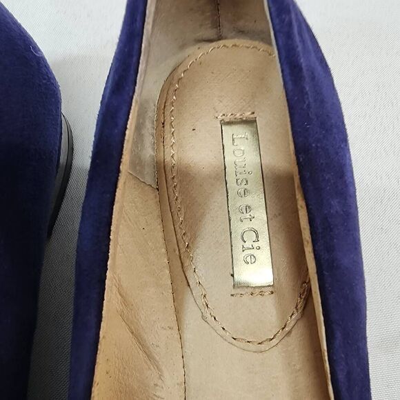 Louise et Cie Womens Size 8 M Round Toe Bow Embellished Pump Heels Blue Suede Le - Picture 10 of 11